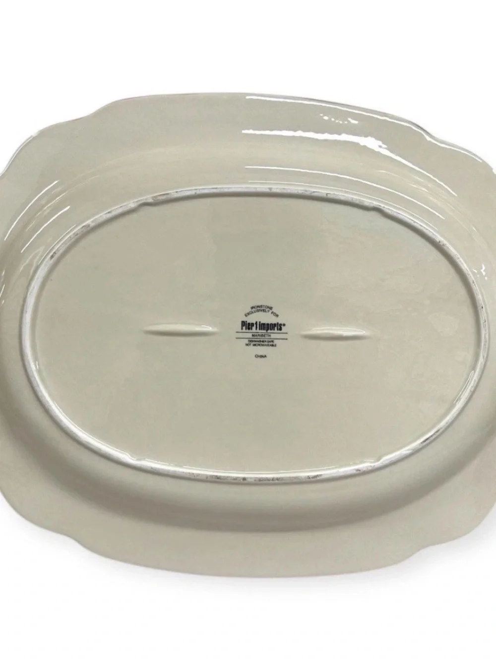 Pier 1 Imports Maribeth 18” Oval Serving Platter Burgundy Cream Ironstone